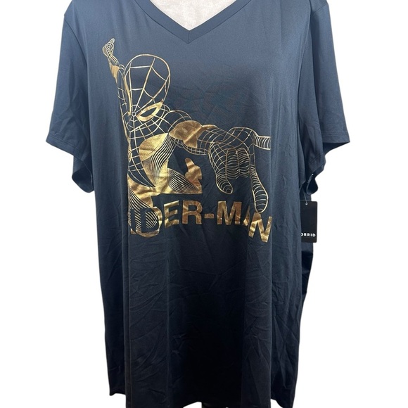 NWT Torrid Spiderman Marvel black T-shirt with gold size 3-3X-22/24 - Picture 2 of 11